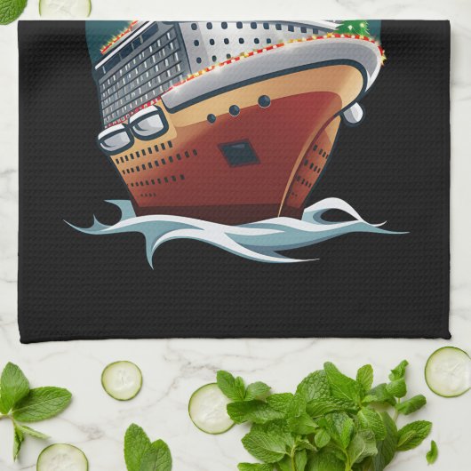 Merry Cruisemas Kreuzfahrtschiff Familie Weihnacht Geschirrtuch (Gefaltet)