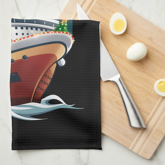 Merry Cruisemas Kreuzfahrtschiff Familie Weihnacht Geschirrtuch (Viertel Falte)