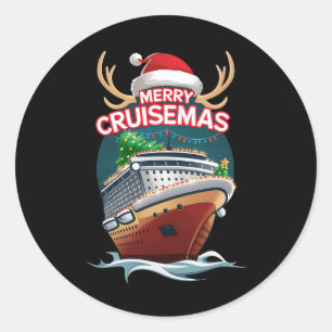 Merry Cruisemas Kreuzfahrtschiff Familie Weihnacht Runder Aufkleber