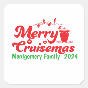Merry Cruisemas Personalisiert Family Quadratischer Aufkleber