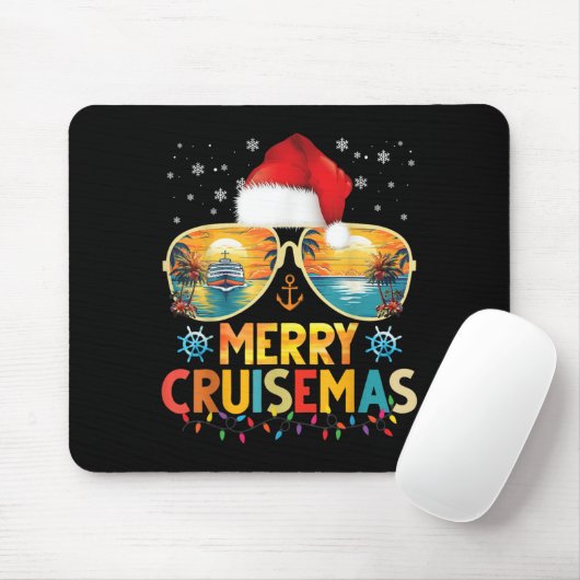 Merry Cruisemas Santa Hat Retro Cruise Ship Christ Mousepad (Mit Mouse)