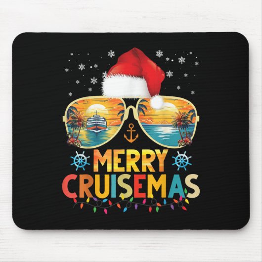 Merry Cruisemas Santa Hat Retro Cruise Ship Christ Mousepad (Vorne)