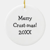 Merry Crustmas Deep Dish Cheese Pepperoni Pizza Keramik Ornament (Hinten)