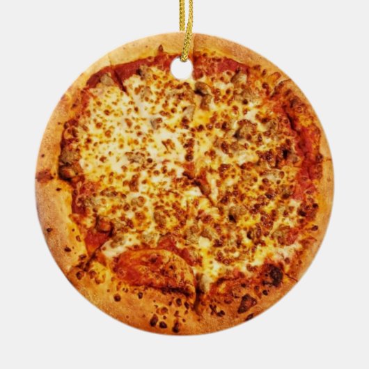 Merry Crustmas Deep Dish Cheese Sausage Pizza  Keramik Ornament (Vorne)