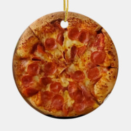Merry Crustmas Deep Dish Pepperoni Pizza Keramik Ornament
