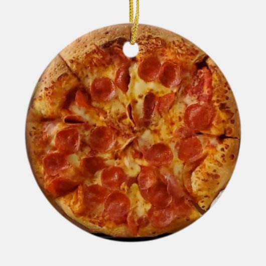 Merry Crustmas Deep Dish Pepperoni Pizza Keramik Ornament (Vorne)