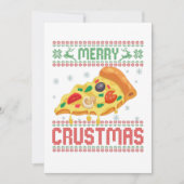 Merry Crustmas Funny Christmas Pizza Ugly Sweater Dankeskarte (Vorderseite)