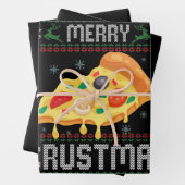 Merry Crustmas Funny Christmas Pizza Ugly Sweater Geschenkpapier Set (Beispiel)