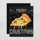 Merry Crustmas Funny Christmas Pizza Ugly Sweater Mitteilungskarte (Vorne/Hinten)