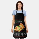 Merry Crustmas Funny Christmas Pizza Ugly Sweater Schürze (Getragen)