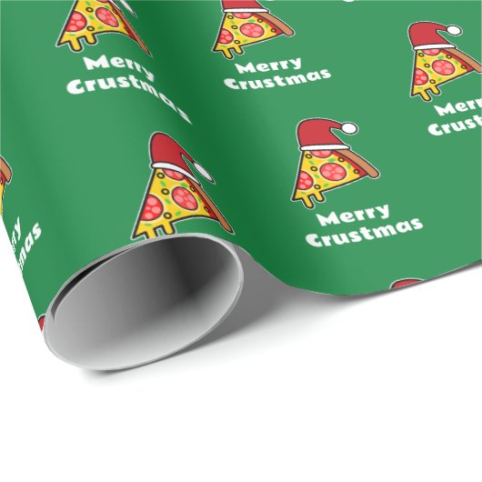 Merry Crustmas FUNNY PIZZA SLICE SA WRAPPING PAPER Geschenkpapier (Rolleneckpunkt)
