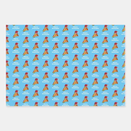 Merry Crustmas FUNNY PIZZA SLICE SA WRAPPING PAPER Geschenkpapier Set (Vorderseite 3)