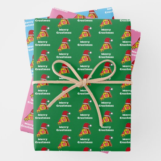 Merry Crustmas FUNNY PIZZA SLICE SA WRAPPING PAPER Geschenkpapier Set (Beispiel)