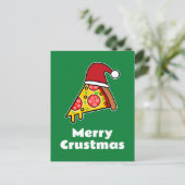 Merry Crustmas FUNNY PIZZA SLICE SANTA Postkarte (Stehend Vorderseite)