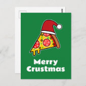 Merry Crustmas FUNNY PIZZA SLICE SANTA Postkarte (Vorne/Hinten)