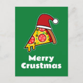 Merry Crustmas FUNNY PIZZA SLICE SANTA Postkarte (Vorderseite)