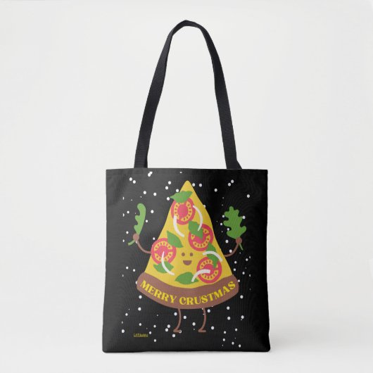MERRY CRUSTMAS lustige Weihnachten Pizza Pub Gesch Tasche (Vorderseite)