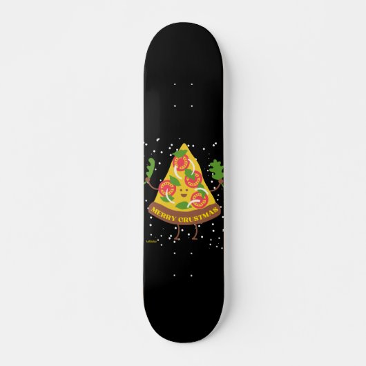 MERRY CRUSTMAS lustige Weihnachts Pizza Pub Skateboard (Vorne)