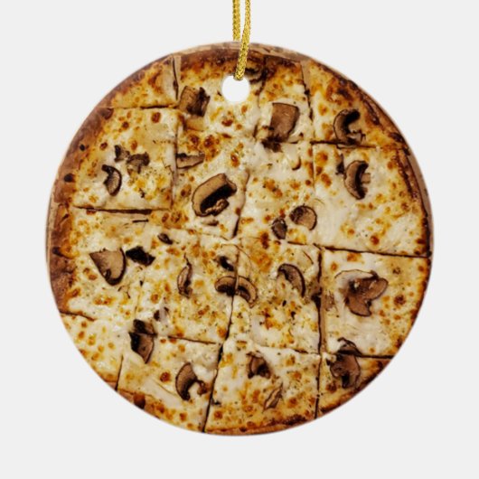 Merry Crustmas Mushroom Pizza Keramik Ornament (Vorne)