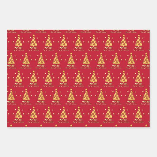 Merry Crustmas - Pizza Christmas Geschenkpapier Set (Vorderseite)