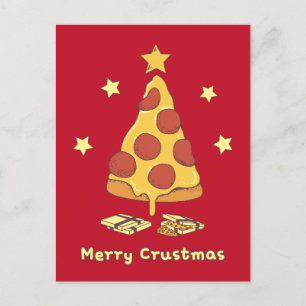 Merry Crustmas - Pizza Christmas Postcard Postkarte
