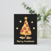 Merry Crustmas - Pizza Christmas Postcard Postkarte (Stehend Vorderseite)