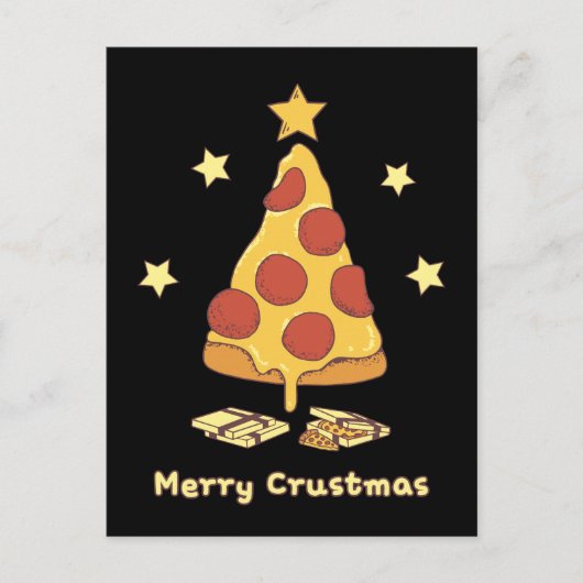 Merry Crustmas - Pizza Christmas Postcard Postkarte (Vorderseite)