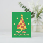 Merry Crustmas - Pizza Christmas Postkarte (Stehend Vorderseite)