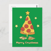 Merry Crustmas - Pizza Christmas Postkarte (Vorne/Hinten)