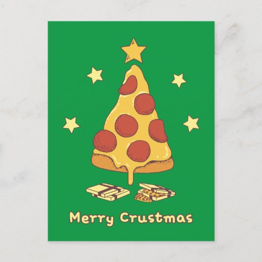 Merry Crustmas - Pizza Christmas Postkarte (Vorderseite)
