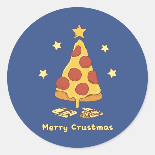 Merry Crustmas - Pizza Christmas Runder Aufkleber (Vorderseite)
