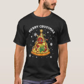 Merry Crustmas Pizza Christmas Tree Lights Pizza L T-Shirt (Vorderseite)