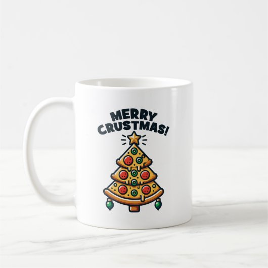 Merry Crustmas Pizza Tree - Funny Christmas Kaffeetasse (Links)