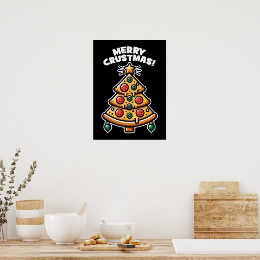 Merry Crustmas Pizza Tree - Funny Christmas Poster (Küche)