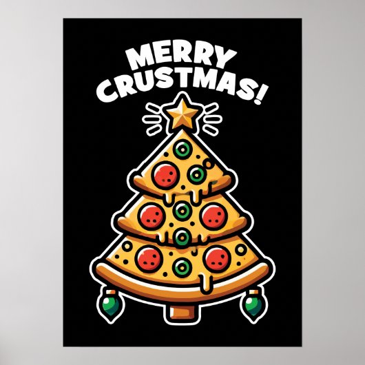 Merry Crustmas Pizza Tree - Funny Christmas Poster (Vorne)