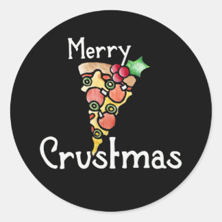 Merry Crustmas Pizza Weihnachten Runder Aufkleber