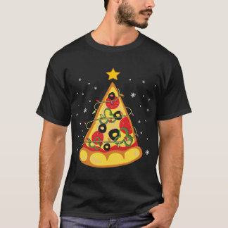 Merry Crustmas Pizza Weihnachtsbaum Lichter Xmas T-Shirt