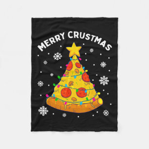 Merry Crustmas Pizza Weihnachtsbaum Weihnachtsgesc Fleecedecke