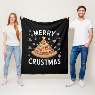 Merry Crustmas Pizza Weihnachtsbaum Weihnachtsgesc Fleecedecke