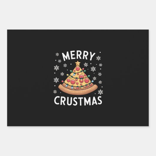 Merry Crustmas Pizza Weihnachtsbaum Weihnachtsgesc Geschenkpapier Set (Vorderseite)