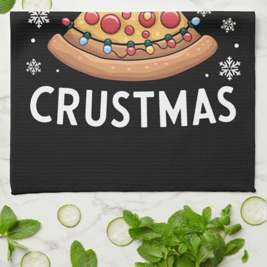 Merry Crustmas Pizza Weihnachtsbaum Weihnachtsgesc Geschirrtuch (Gefaltet)