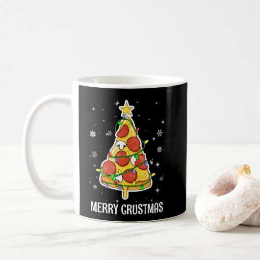 Merry Crustmas Pizza Weihnachtsbaum Weihnachtsgesc Kaffeetasse (Mit Donut)