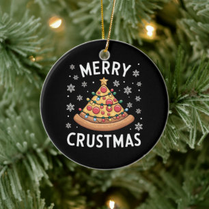Merry Crustmas Pizza Weihnachtsbaum Weihnachtsgesc Keramik Ornament