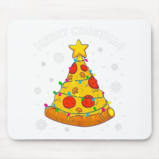 Merry Crustmas Pizza Weihnachtsbaum Weihnachtsgesc Mousepad (Vorne)