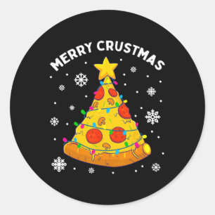 Merry Crustmas Pizza Weihnachtsbaum Weihnachtsgesc Runder Aufkleber