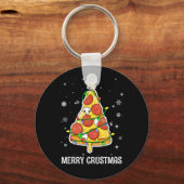 Merry Crustmas Pizza Weihnachtsbaum Weihnachtsgesc Schlüsselanhänger (Vorderseite)