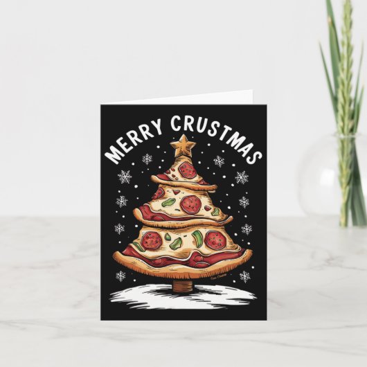 Merry Crustmas Pizza Weihnachtsbaum Xmas Funny Piz Karte (Vorderseite)