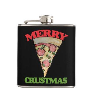 Merry Crustmas Weihnachtspizza Flachmann