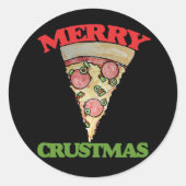 Merry Crustmas Weihnachtspizza Runder Aufkleber (Vorderseite)