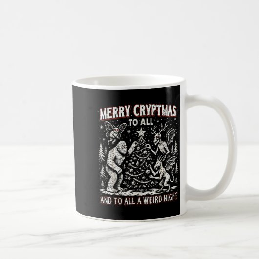 Merry Cryptmas Weird Night Cryptid Holiday Art  Kaffeetasse (Rechts)